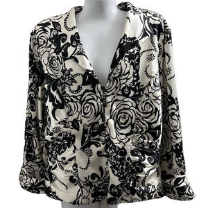 Xscape Vintage Floral Rose Black and White Women's formal jacket size 16